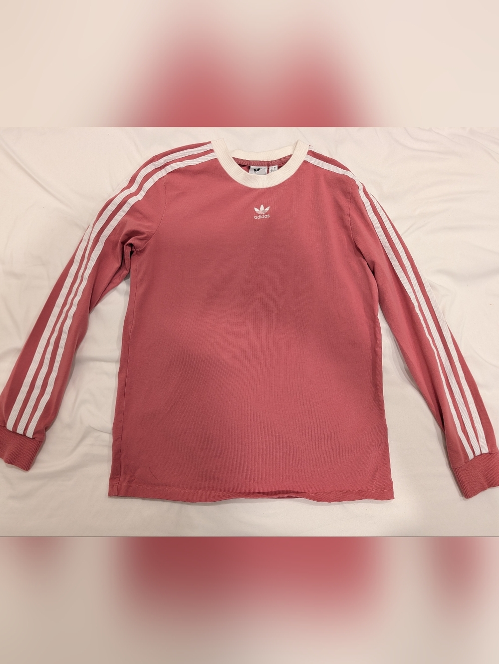Adidas Pink Three-Stripe Long Sleeve Tee Size S